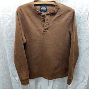 Cabin Fever Henley Shirt Mens Size Small Brown Good Waffle Knit Thermal 894-44H3